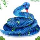 Hiboom Giant Snake Plush 110 Inch Large Stuffed Animal Realistic Stuffed Lifelike Snake for Valentines Birthday Party Gifts Decoration Prank Props (Blue)