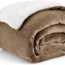Bedsure GentleSoft Sherpa Fleece Throw Blanket for Couch - Thick and Warm Throw for Women and Men, Soft Fuzzy Plush Kids Blanket for Winter, Camel, 50x60 Inches