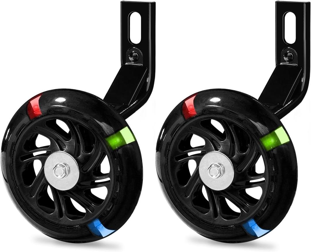 PRUNUS Flash BIKE Training Wheels for 12 14 16 18 20 Inch.Training Wheels for Kids Bike is Heavy Duty.Bicycle Training Wheel is Suitable Single Speed Bike