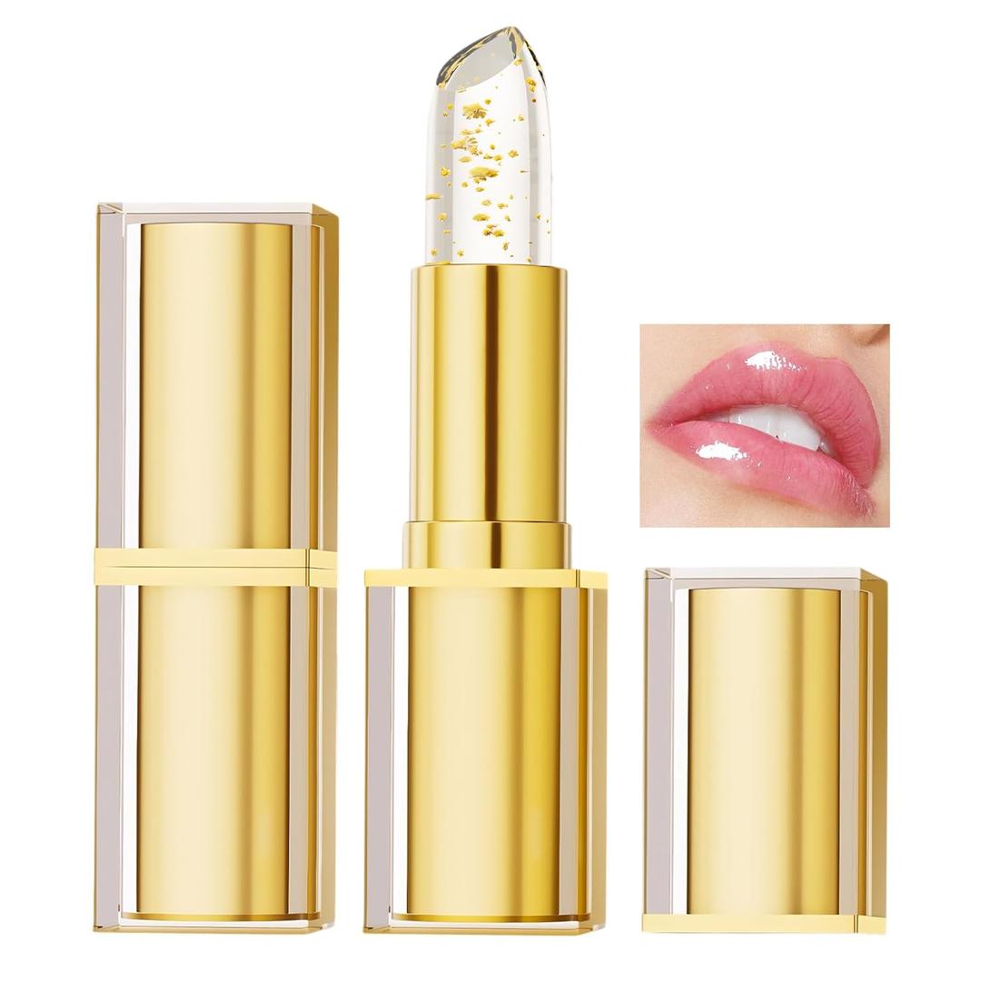 Color Changing Lipstick, pH Adaptive Lipstick, Ph Lip stick Color Changing 24 Hours Long Lasting & Moisturizing Lip Gloss for Lip Balm, Clear Lip stick for Women, Teacher Appreciation Gifts, Gold