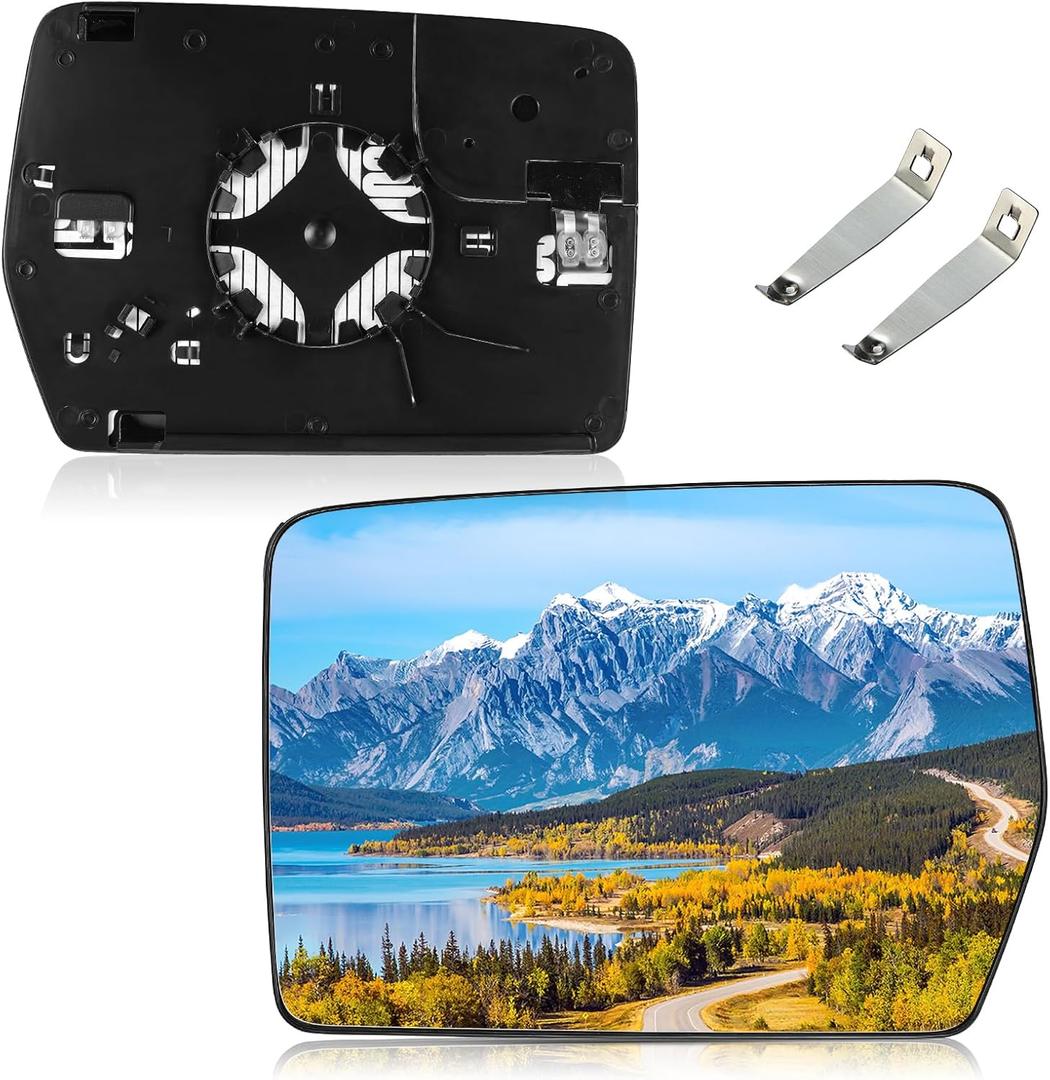 BDFHYK Driver Left Side Heated Mirror Glass Compatible with F150 2004-2014 Side View Exterior Mirror Glass with Backing Plate, Replaces 4L3Z-17K707-DB, 4L3Z17K707DB(Left)