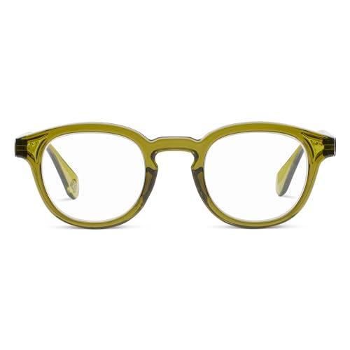 Peepers by PeeperSpecs Men's Asher Round Blue Light Blocking Glasses, Green, 1.00 + 1
