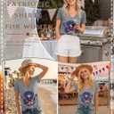 Huukeay 4th of July Shirts for Women, V-Neck Patriotic Tops Independence Day T-Shirt American Flag Graphic Tees (Gray, M)