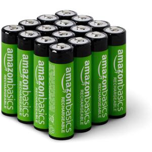 Amazon Basics 16-Pack Rechargeable AA NiMH Batteries, 2000 mAh, 1.2V, Low Self Discharge, Pre-Charged, Recharge up to 1000x Times