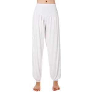 Women's Elastic Soft Modal Yoga Sports Pants Dance Harem Pants, White