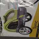 Instep Sync Single Seat Bike Child Trailer, Max Weight 40 lbs., 5-Point Harness, Folding Frame, Quick Release Wheels, Easy Storage, Bug Screen & Weather Shield, Green/Grey