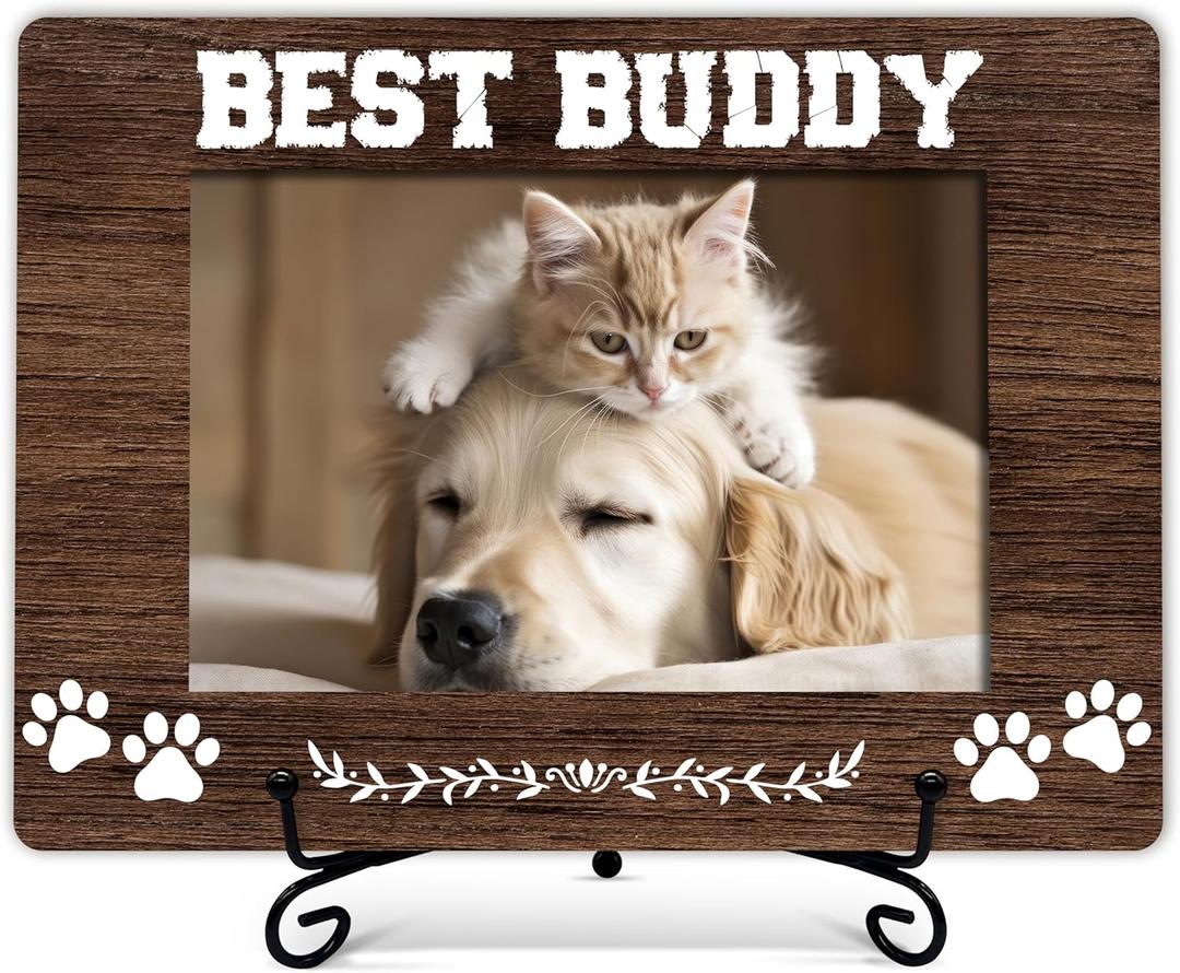 Dog Lovers Picture Frame, Best Buddy Photo Frame, Gifts For Dog Lover Dog Mom Dog Owner Women, Loss of Dog Sympathy Decor Gift, Dog Remembrance Gift, Home Office Pet Frame With Stand -17
