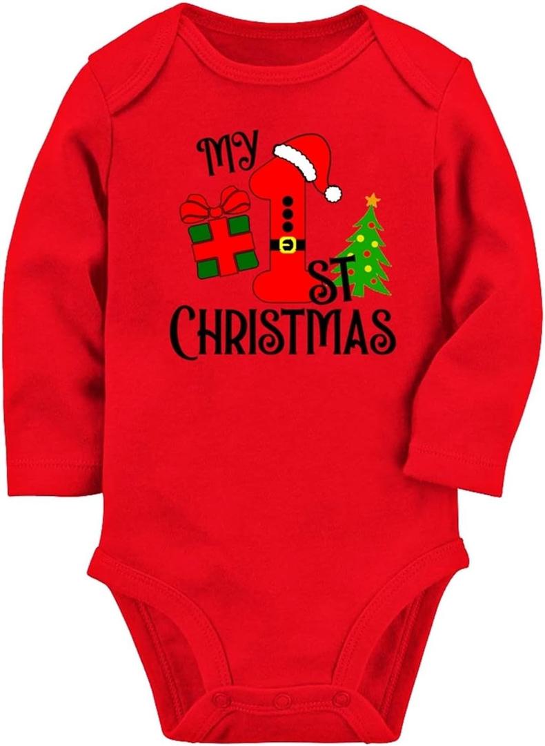 Vieille Baby Boys Girls Clothes Long Sleeve Bodysuit Cotton One Piece Romper Outfit 0-12 Months (6-9 Months, A My 1st Christmas)