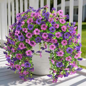Artificial Fake Flowers Plants for Outdoor Spring Summer Decoration, 2 PCS Faux Silk Daisy Flowers No Fade UV Resistant Realistic for Outside Home Planter Porch Patio Balcony Yard Decor (Purple)