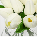 White Artificial Flower Tulips PU Real Touch Tulips for Home Wedding Decoration Brides Hand Holding Bouquet Artificial Flower Decoration (Type-White)