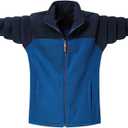 Men's Fleece Jacket Classic Full Zip Stand Collar Lightweight Casual Soft Warm Coats With Zipper Pocket,Blue,L