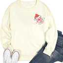 Women Spread Christmas Cheer Sweatshirt Christmas Elf Pullover Elf Hat Shirt Crewneck Embroidered Christmas Clothes (L)