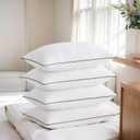 Acanva Bed Pillows King Size Set of 4, Fluffy 3D Down Like Filled, Machine Washable, Soft and Supportive for Side, Back or Stomach Sleepers, White 4 Count