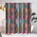 2 x SASTYBALE Boho Farmhouse Shower Curtain, Water Resistant Vintage Fabric Bathroom Curtains, Machine Washable Country Abstract Style for Bathtub Decor with 12 Hooks, 72x84 Inch