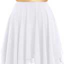 Liturgical Praise Dance Dresses for Women Adult Lyrical Dance Dress Modern Contemporary Costumes Worship Sleeveless Metallic Color Block Irregular Hem Chiffon Flowy Midi Dress Dancewear White XS