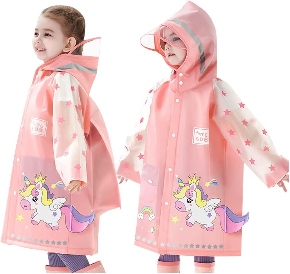 Kids Raincoat Toddler Rain Poncho Girls Boys Rain Coat Hooded Waterproof Rain Jacket Children Rain Suit 3-4T Years