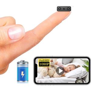 Smallest Wireless WiFi IP Camera,HD1080P Battery Camera,Mini Camera,Portable Video Recording Live Feed,Baby Monitor with Night Vision,Motion Detection,Cloud Storage for Security with iOS Android APP