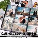 Photo Album 4x6 600 Photos, Leather Cover Extra Large Capacity Holds 600 Horizontal and Vertical 4x6 Pictures Record Valentine's Day Christmas Holiday Commemorative Gift(Blue, 600 Pockets)