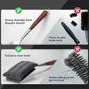 Bristle-Free Steam Cleaning Grill Brush Kit Luxurious Long Rosewood Handle, Includes 1 Replacement Head Safe BBQ Grill Cleaning for Outdoor Grill Great Gift for Men/Dad
