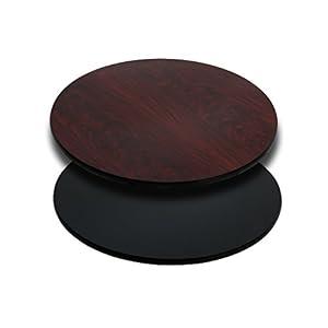 Flash Furniture 24" Round Reversible Table Top, Black/ Mahogany