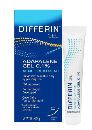 Differin Acne Treatment Gel, 180 Day Supply, Retinoid Treatment for Face with 0.1% Adapalene, Gentle Skin Care for Acne Prone Sensitive Skin, 45g Tube, Pack of 1 (Packaging May Vary)