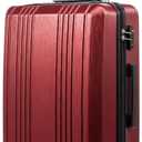 Coolife Luggage PC+ABS Expandable Hardshell Suitcase with TSA Lock, Spinner Checked Lightweight (wine red, L(28IN))