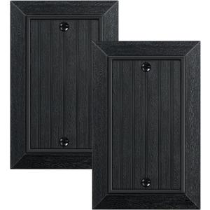 2-Pack Classic Beadboard Single Blank Wall Plate, Unbreakable Polycarbonate Wall Plate Cover, Matte Black 1 Gang Wall Plate for Unused Outlets/Switches