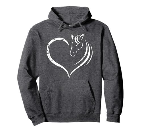 Horse Head Inside Heart Women Ladies Teens Gift Pullover Hoodie. L