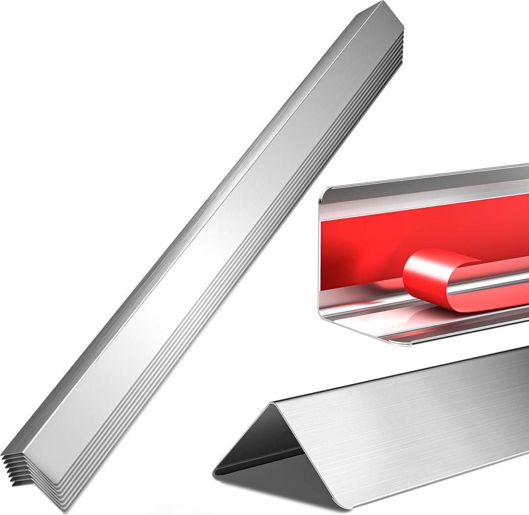 3x3x48 Inch 304 Stainless Steel Wall Corner Guards (10-Pack) Heavy Duty Rounded Corner Protector, Smooth Folded Edge Design for Wall Protection Stainless Steel Slab (Silver)