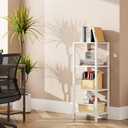 TUTOTAK Bookshelf, 4-Tier Tall Book Shelf, Narrow Bookcase for Small Space, DIY Stackable Bookshelf, for Living Room, Office, Study, Entryway, Industrial, White BS01BW004 (4-tier(10.7 X 14.5 X 40.8 Inches))