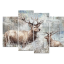 Sechars Rustic Farmhouse Canvas Wall Art Vintage Deer Paintings Decor Elk Picture Prints Farm Country Decoration Size: 12"x24"x2pcs+12"x32"x2pcs