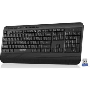 TECKNET Ergonomic Wireless Keyboard for Laptop, 2.4G USB Silent Computer Keyboard with Comfortable Palm Rest & Adjustable Feet Stand for Desktop, PC, Notebook, Surface and Windows, Full Size Layout