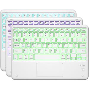 Bluetooth Keyboard, Slim 7 Colors Backlit Wireless Bluetooth Keyboard with Touchpad Built in Rechargeable Battery for iOS Android Windows Tablets PC Smartphone