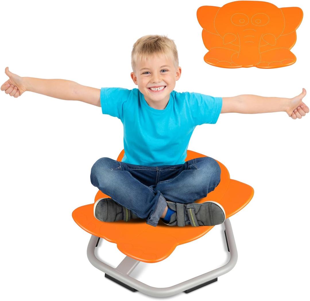 Orange Elephant Seat and Spinning Swivel Chair for Kids Indoor, 3+ Autism Kids Sensory Swivel Chair, Training Childs Concentration and Improving Toddles Physical Fitness Non Slip Sensory Chair