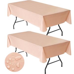 Nasitos 2 Pack Square Beige Table Cloth 54x54 Inch for Card Table Square-Vinyl Card Table Cover with Flannel Backed, Waterproof Oil-Proof Wipeable Plastic Small Table Cover for Coffee Table, Patio