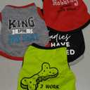 hoyuwak 4 Pieces Pet Shirts Funny Dog Printed Clothes Cool Breathable Puppy Sleeveless Vests Boy Dog Outfit for Summer, Size S