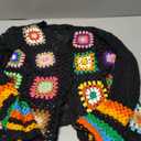 Women's Floral Crochet Cardigan Boho Hollow Out Sweater Cardigan (L)