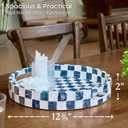 12.6" Capiz Shell Round Decorative Tray with Handles, Navy Blue