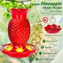 Fchstaer Glass Hummingbird Feeders for Outdoors Hanging 16oz 2 Pack Red Pineapple Bee & Ant Proof 360Perch Leakproof Easy Clean with 6 Feeding Ports Gifts for Mom