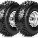TICONN 2PK 15x6.00-6nhs Lawn Mower Tires, Pneumatic Front Tire and Wheel Assemblies, 3" Centered Hub and 3/4" Bushings, 550lbs Load Capacity (Silver)