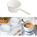 1.2L Saucepan, Enamel Milk Pan, Butter Warmer, Milk Pot, Easy to Cook and Clean, Non-Stick Milk Boiling Pot with Handle for Home Kitchen Restaurant(White)