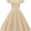 Wedtrend Women's 1950s Vintage Audrey Hepburn Style Cocktail Swing Dresses (Champagne) XS