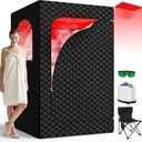 Portable Infrared Sauna Box for Home, Full Body Steam Sauna Tent with 660nm & 850nm Red Light Therapy Lamp, 3L 1200W Fast-Heating Steamer, Adjustable Temp & Remote Control for Relaxation, Detox