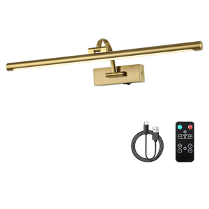 Wireless Picture Lights with Remote and Timer Rechargeable Brass Gallery Lighting Battery Operated Art Lights Over Frame Portrait 5W 24'' Inch Warm White Wireless Picture Lights with Remote and Timer Rechargeable Brass Gallery Lighting Battery Operated Art Lights Over Frame Portrait 5W 24'' Inch Warm White