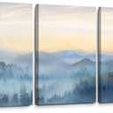 YJYart Foggy Forest Canvas Wall Art Landscape Mountain Wall Art for Living Room Sunrise Wall Decor Modern Artwork Canvas Prints Pictures for Wall Home Office Size 24"x 36"x 3pcs