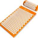 ProsourceFit Acupressure Mat and Pillow Set for Back/Neck Pain Relief and Muscle Relaxation (Large - Orange/White)