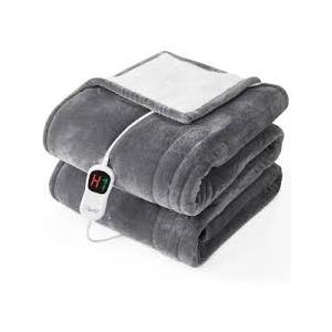 Homemate Heated Weighted Blanket for Adults - 50"x60" 12lbs Electric Throw Fast Heating Heavy Blanket 1/2/4/6/8 Hour Auto Off 10 Heat Levels Over-Heat Protection Comfortable Flannel Sherpa