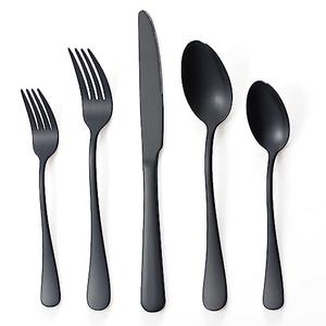 Briout Matte Black Silverware Set, Set of 20 Pack, Black Flatware Utensil Set Include Fork Knife Spoon for Kitchen Home Restaurant, Premium Tableware