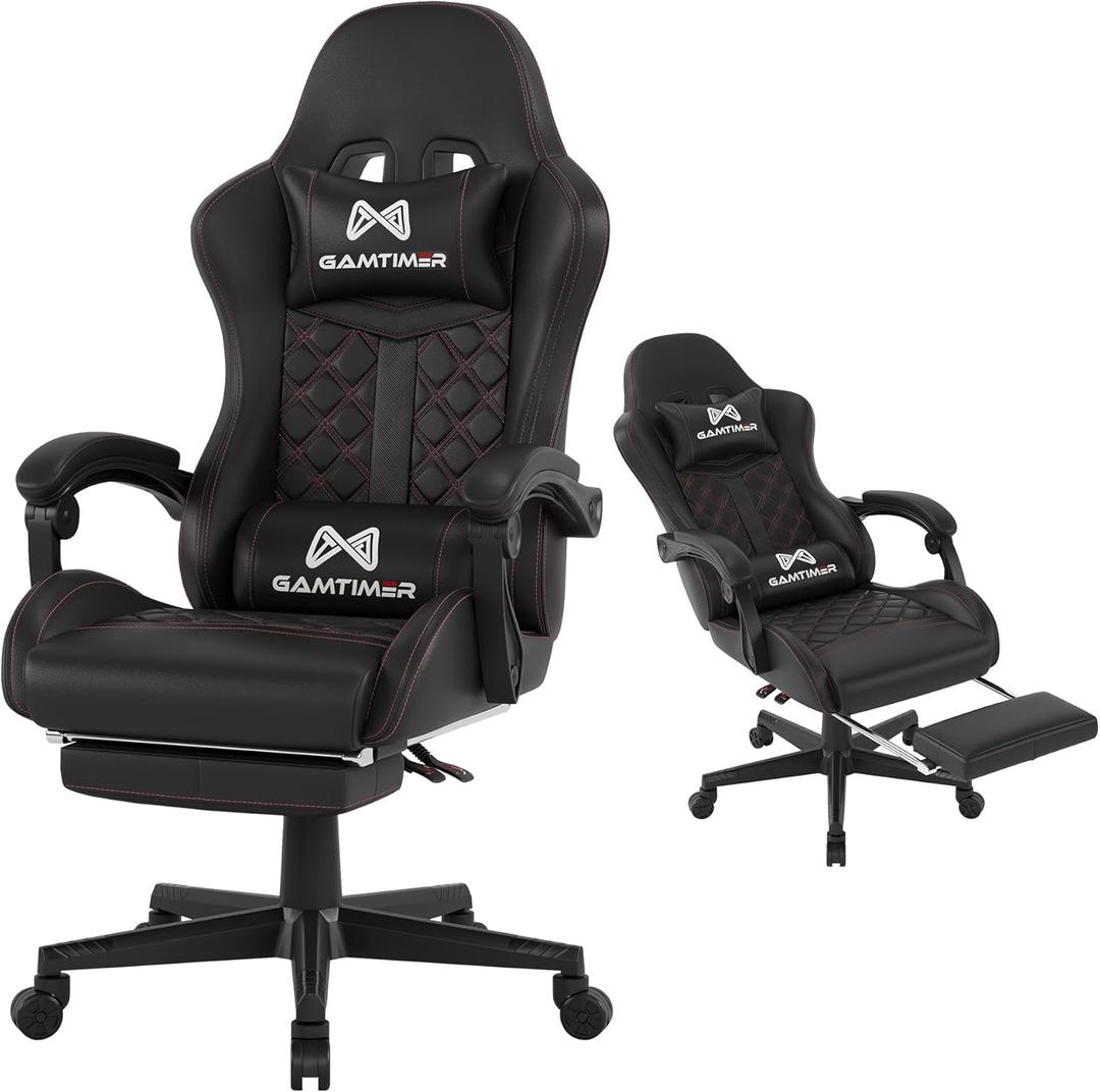 Gaming Chair, 400 lbs Adult Chair, High Back Computer Chair with Footrest and Linked Armrests, Office Video Game Chair with Lumbar Support (Black)
