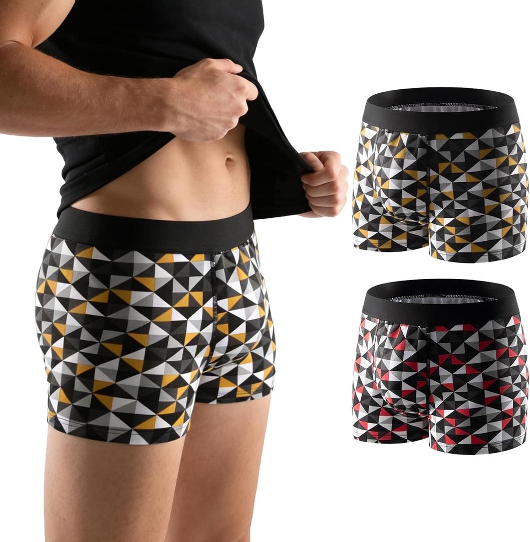 Carer Mens Incontinence Underwear – Moderate to Heavy Absorbency, Front-to-Back Coverage Day & Night Protection, Washable & Reusable Leakproof Boxer Briefs, 2-Pack, Medium